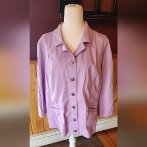 Christopher & Banks Lilac Purple Lightweight Cargo Jacket Blazer Size XL